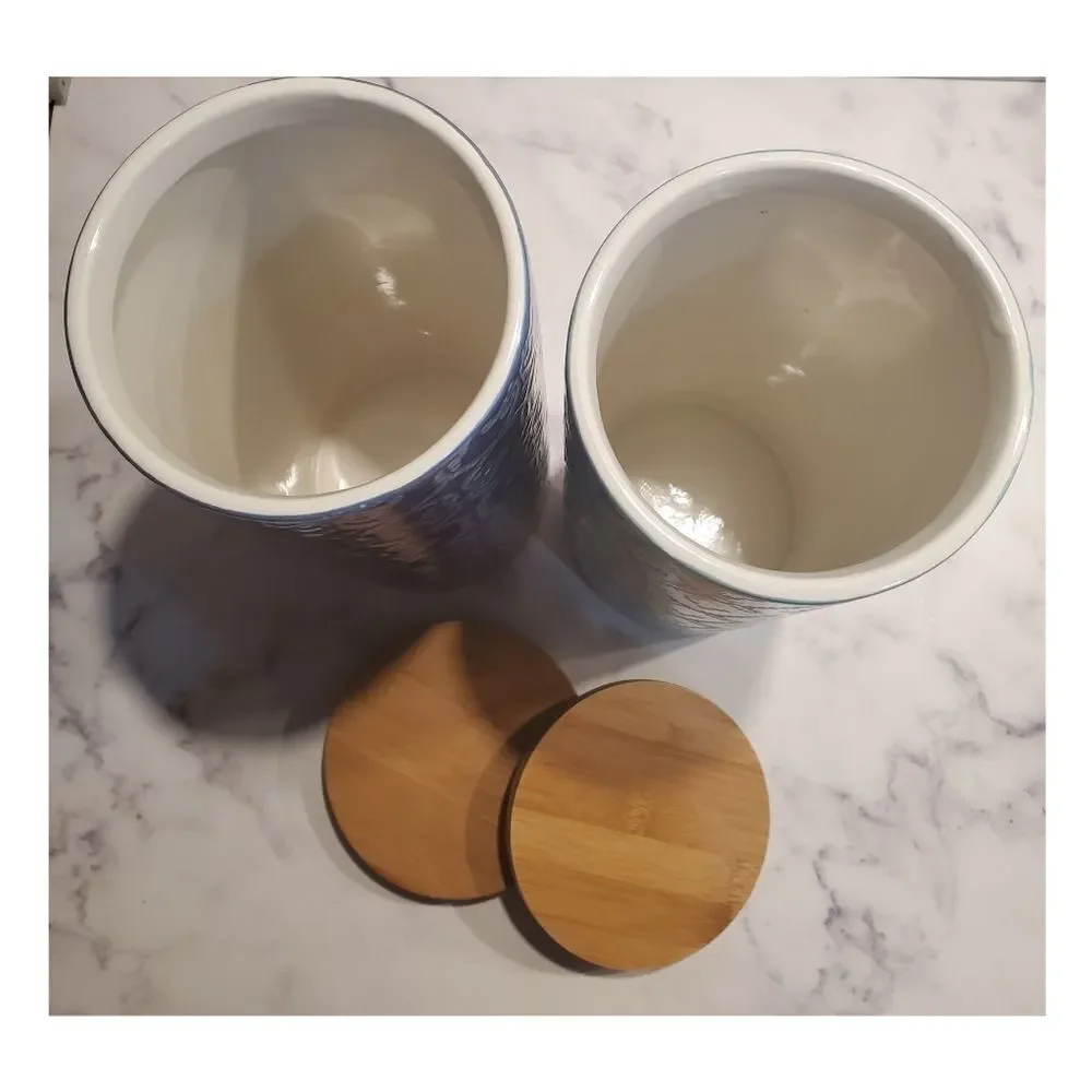 Anthropologie IKAT Ceramic Cannisters/Cellars
